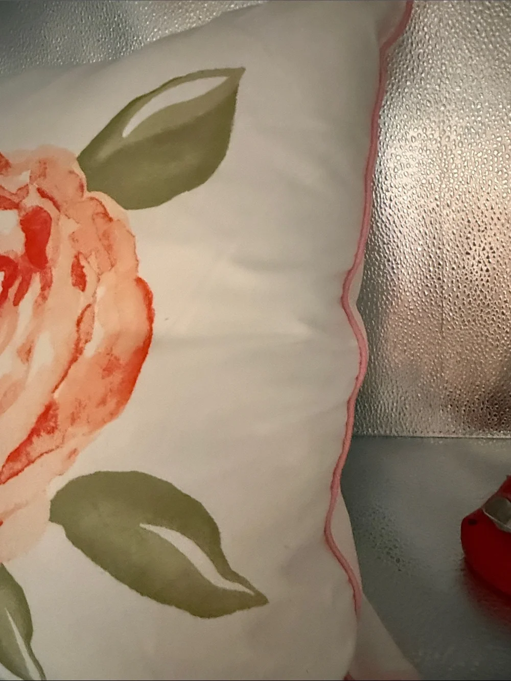 Water color pillows.One square and rectangle with roses and greenery.